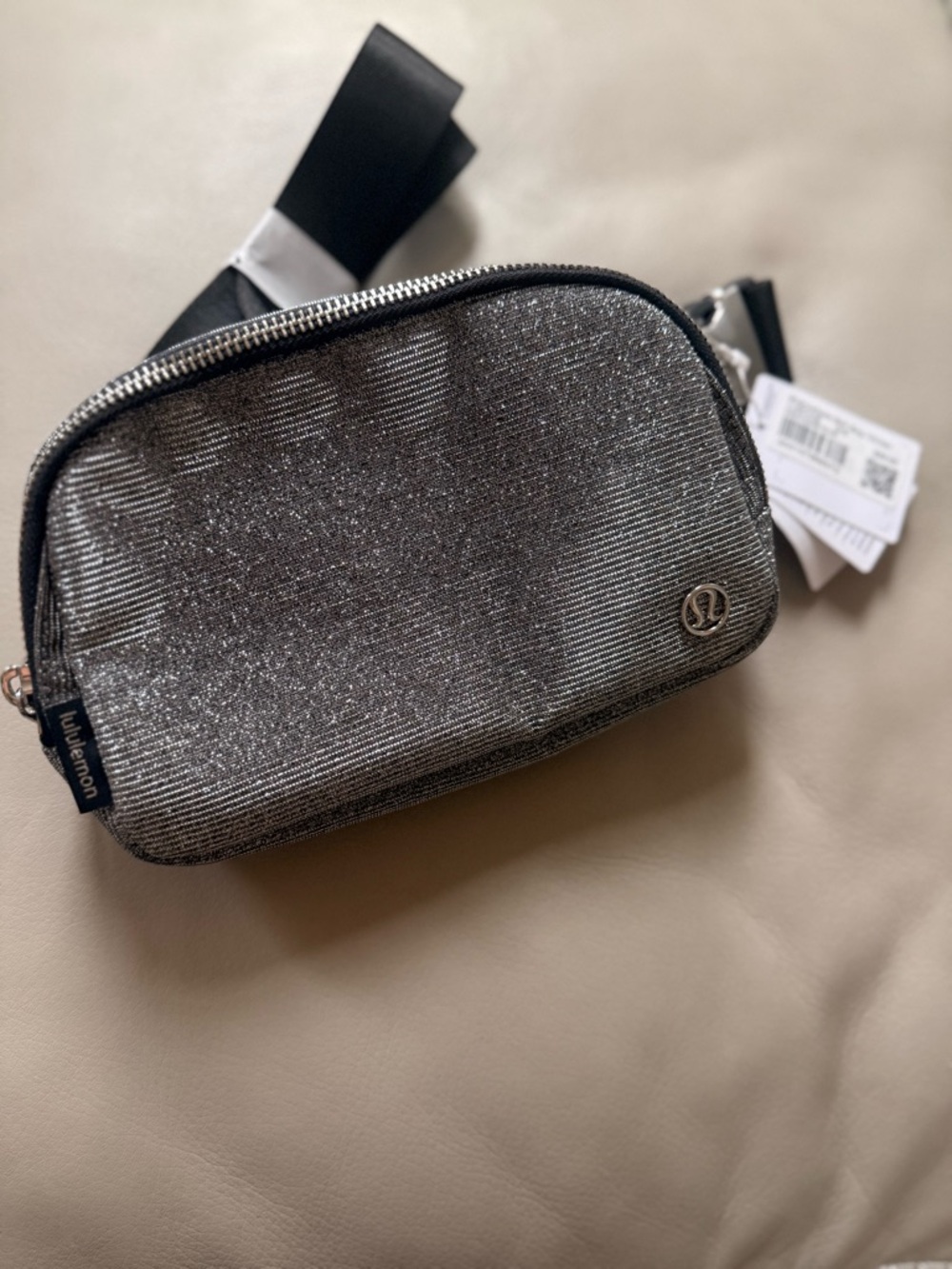 lululemon metallic silver glitter crossbody bag